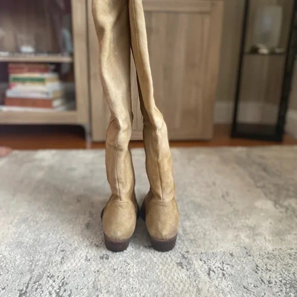 New Free People Sterling Western Tall Boots Tan Suede Leather Size 37.5 - Picture 10 of 13